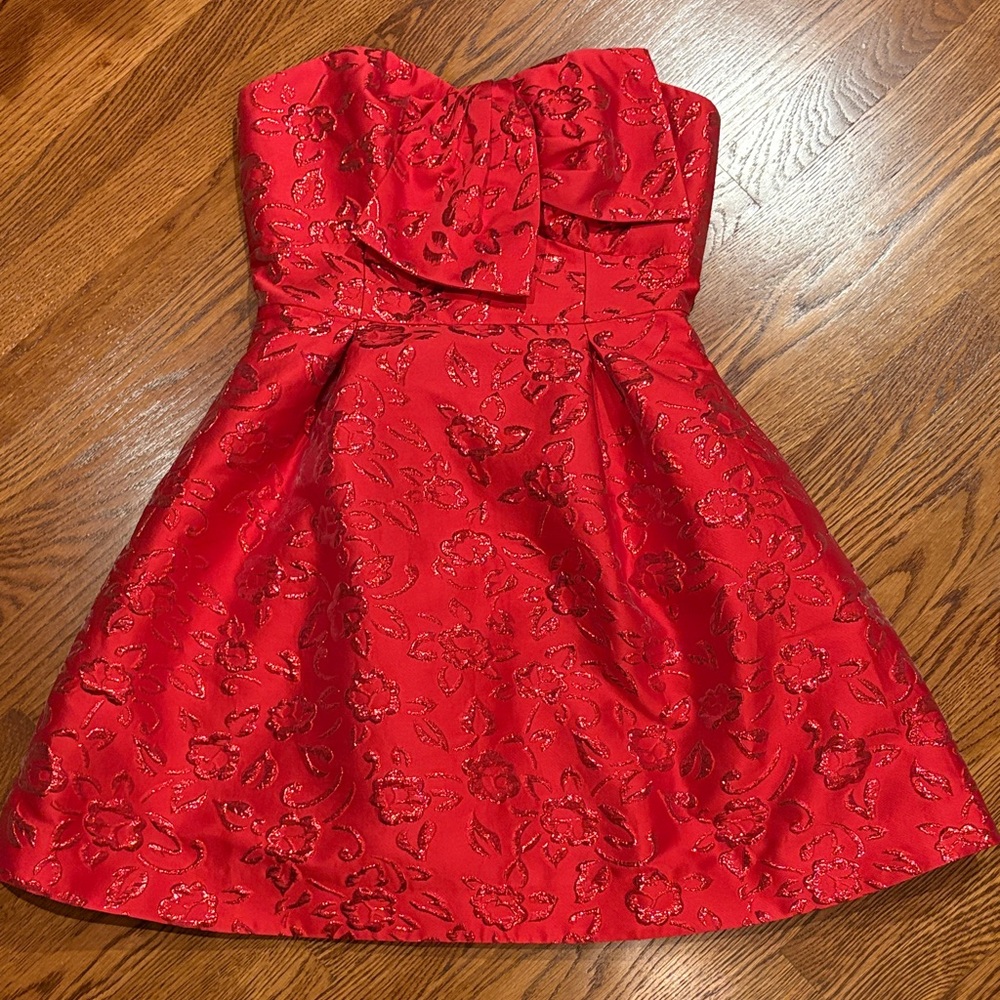 Lilly Pulitzer Red Strapless Floral Dress